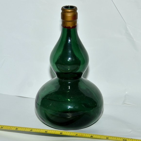large green glass decorative jug decanter bottle home decor - Picture 10 of 13